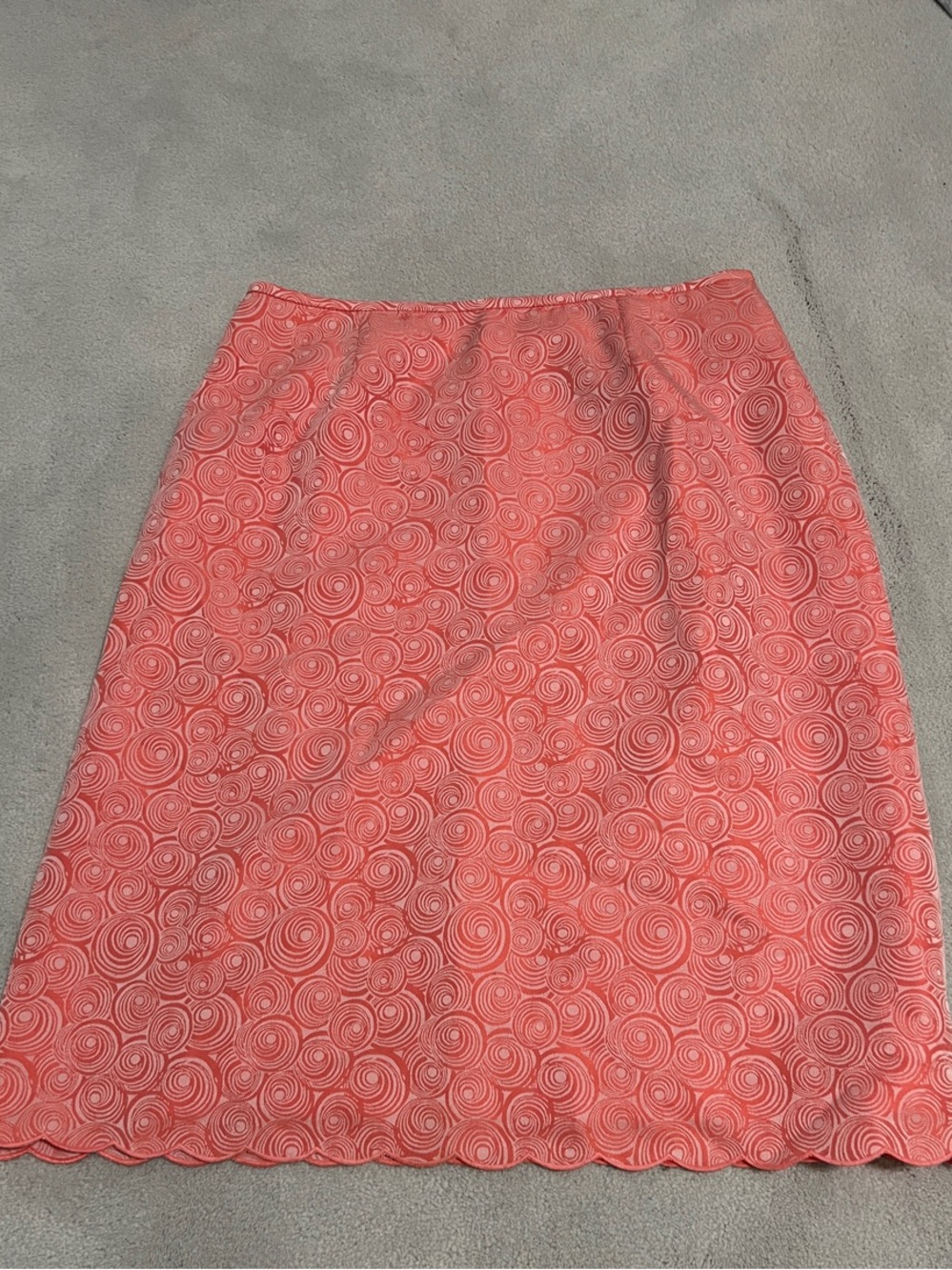 Le Suit Vintage Coral Swirl Lace Pencil Skirt